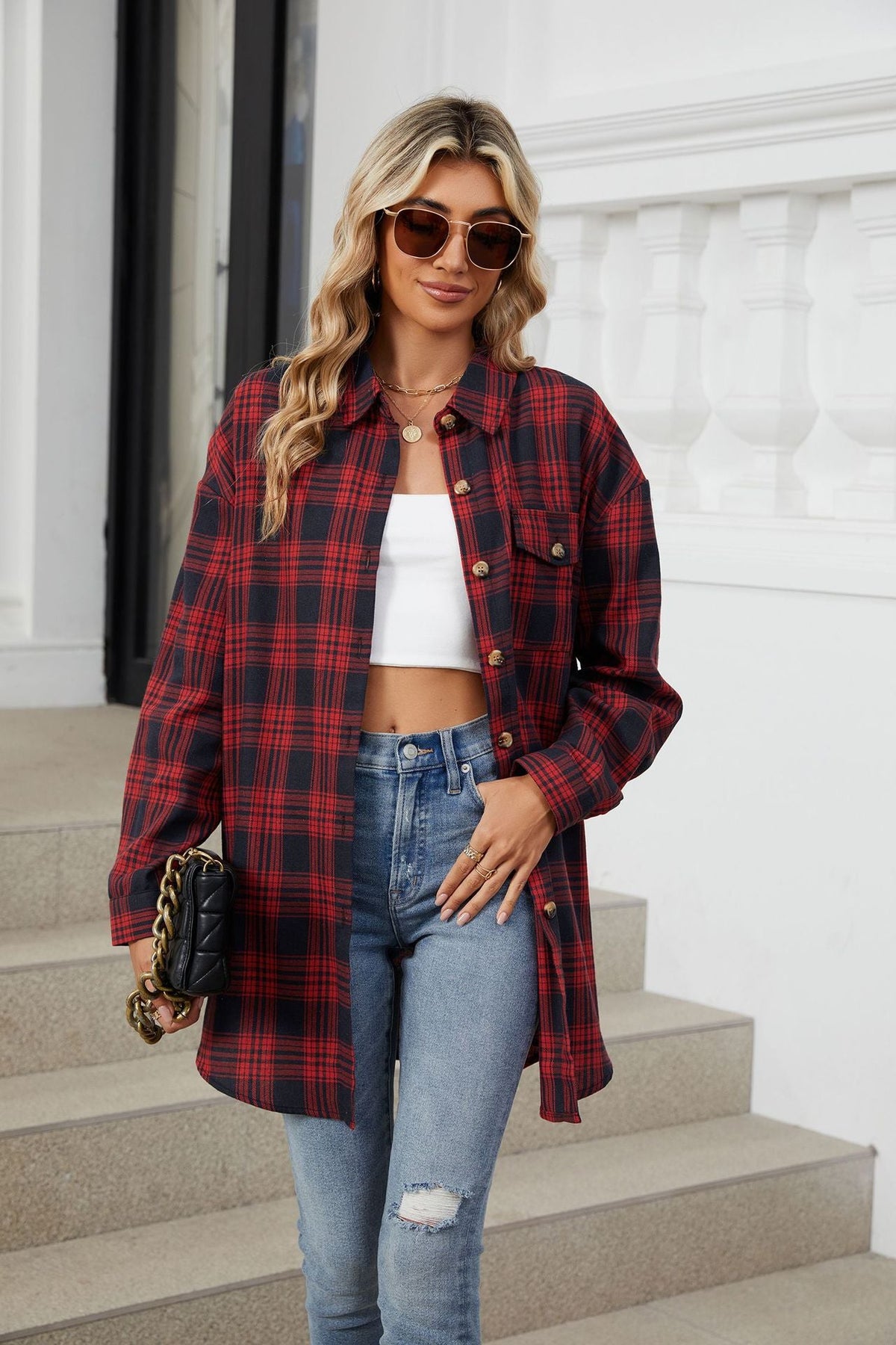 Plaid Collared Neck Long Sleeve Shirt – A Wardrobe Classic with a Twist