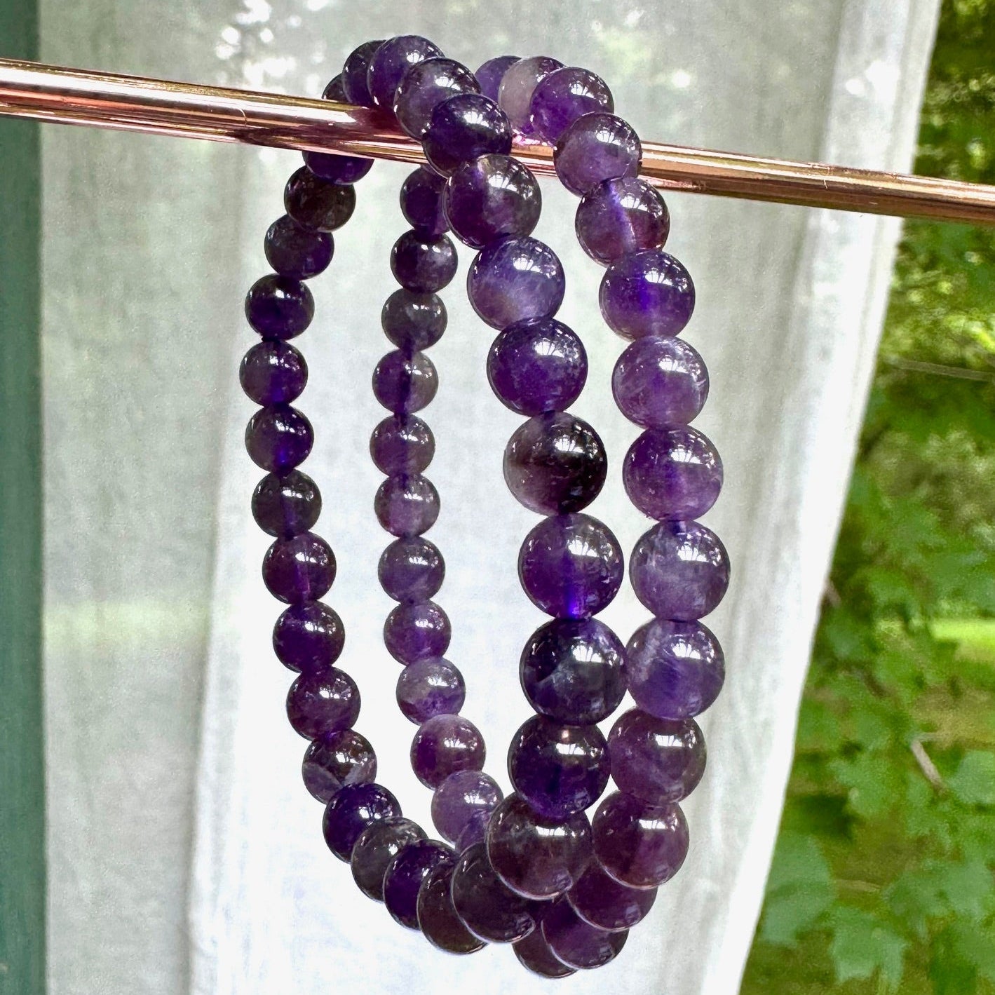 Amethyst Beaded Stretch Bracelet - 6mm Gemstone