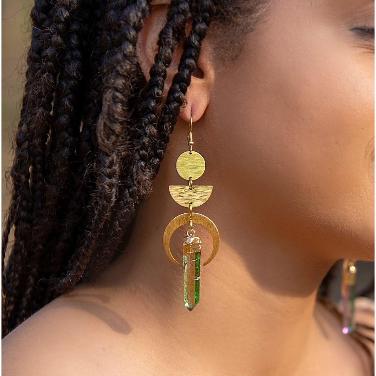 Aura Crystal Lunar Totem Earrings