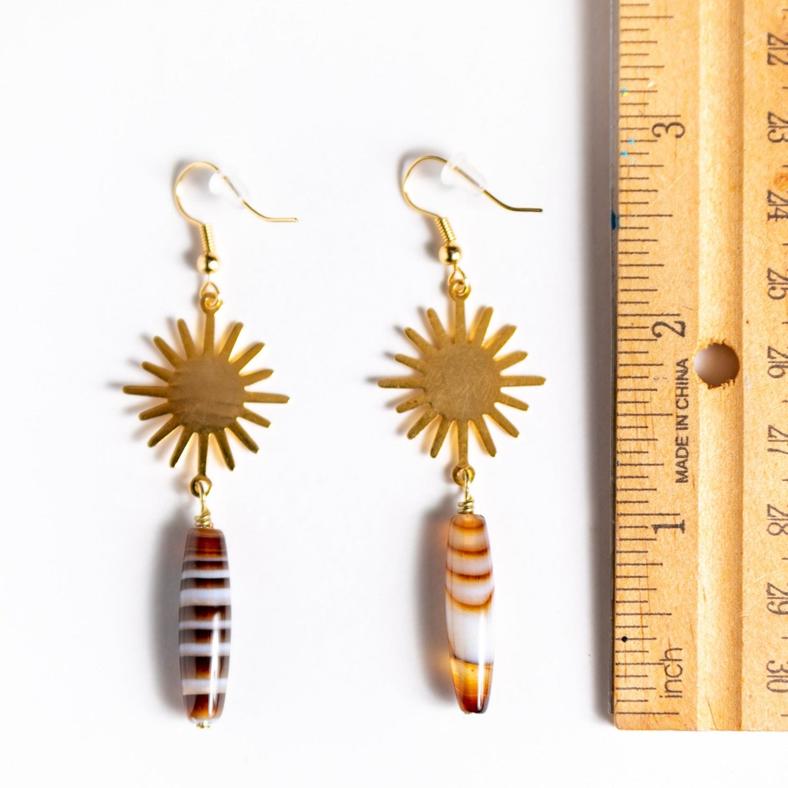 Banded Agate Sunburst Earrings