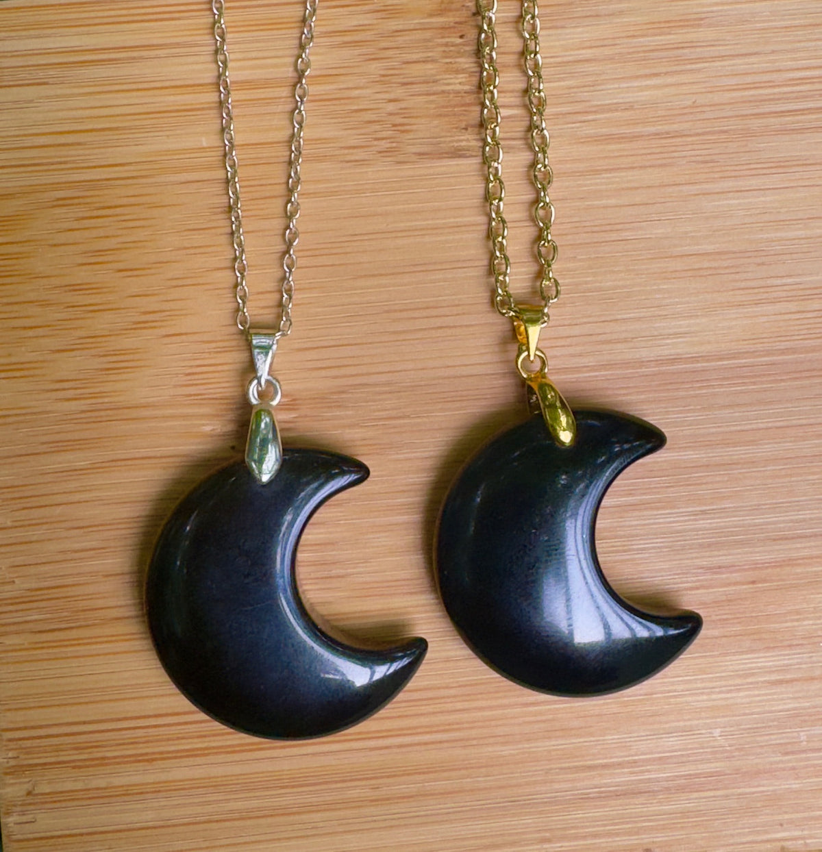 Black Obsidian Crescent Moon Necklace
