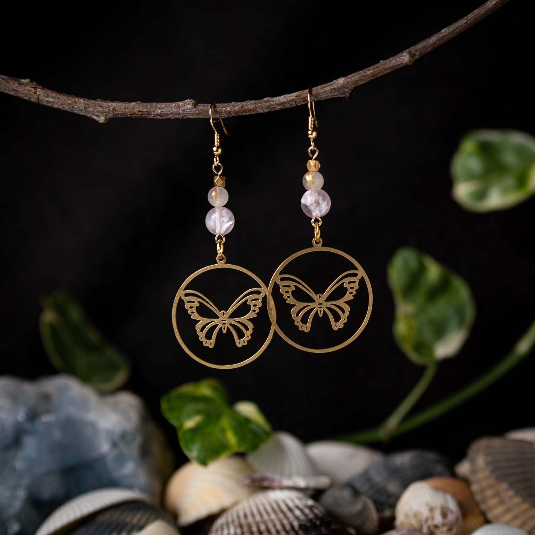 Breast Cancer Awareness Butterfly Earrings