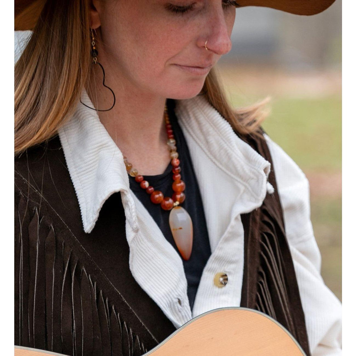 Carnelian Point Statement Necklace