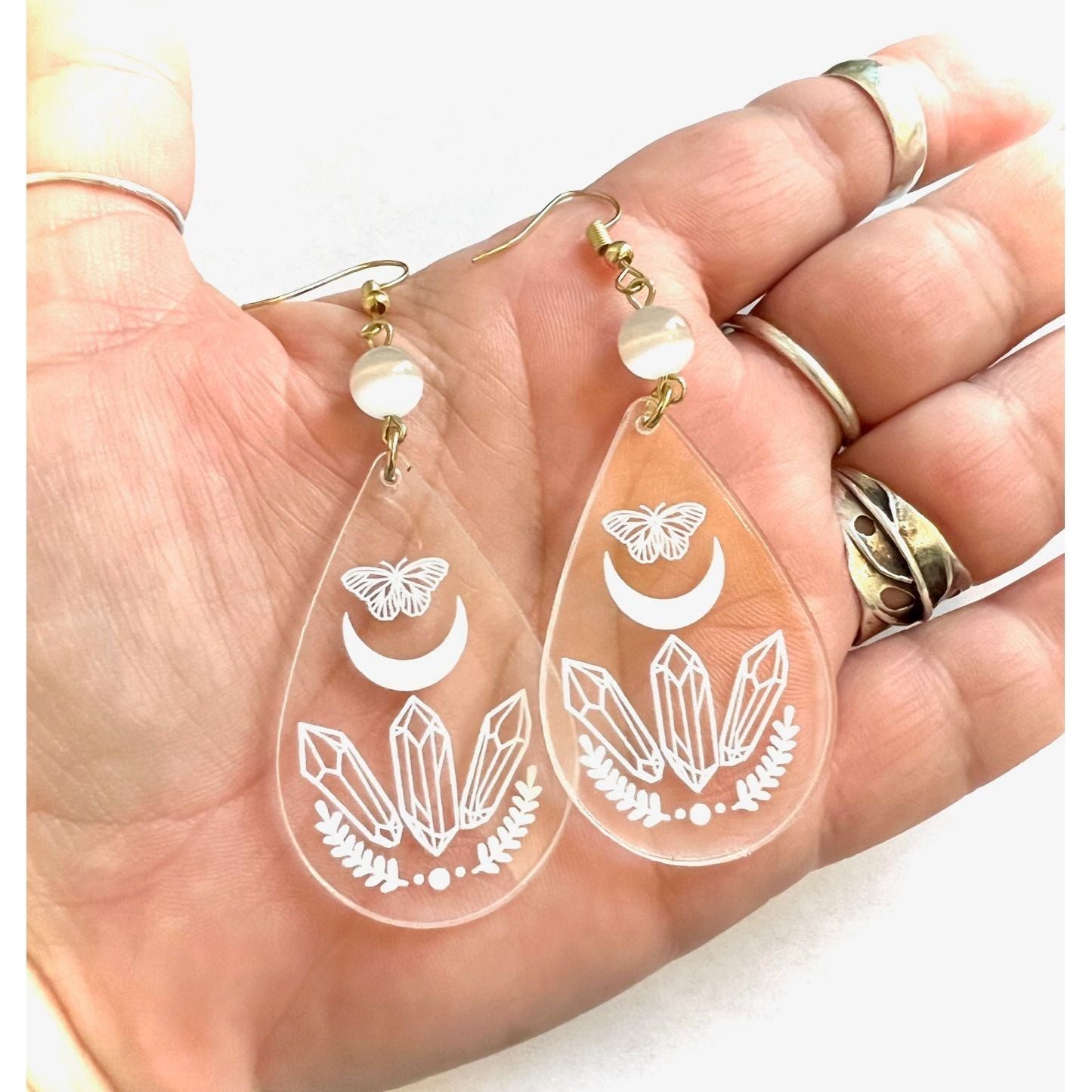 Crystal Clear Acrylic Earrings - Crystal Power