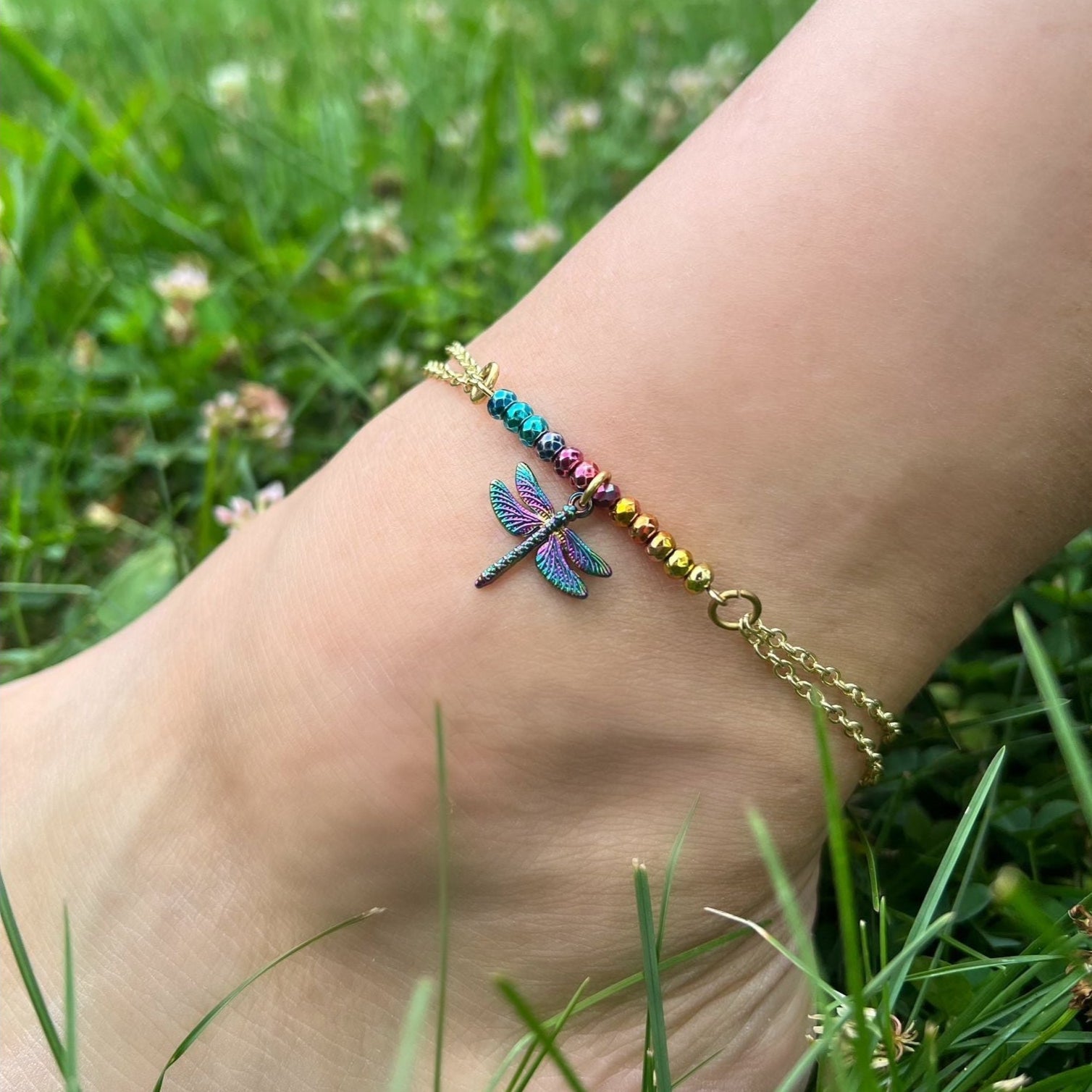 Colorful Dragonfly Anklet