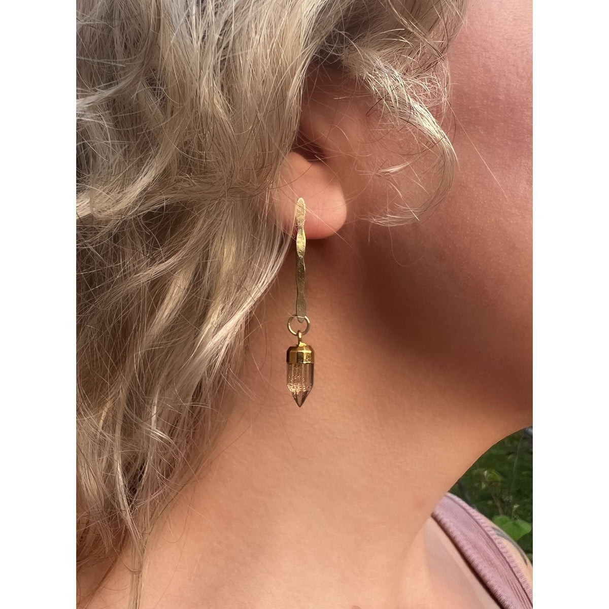 Copper Infused Quartz Point Earrings