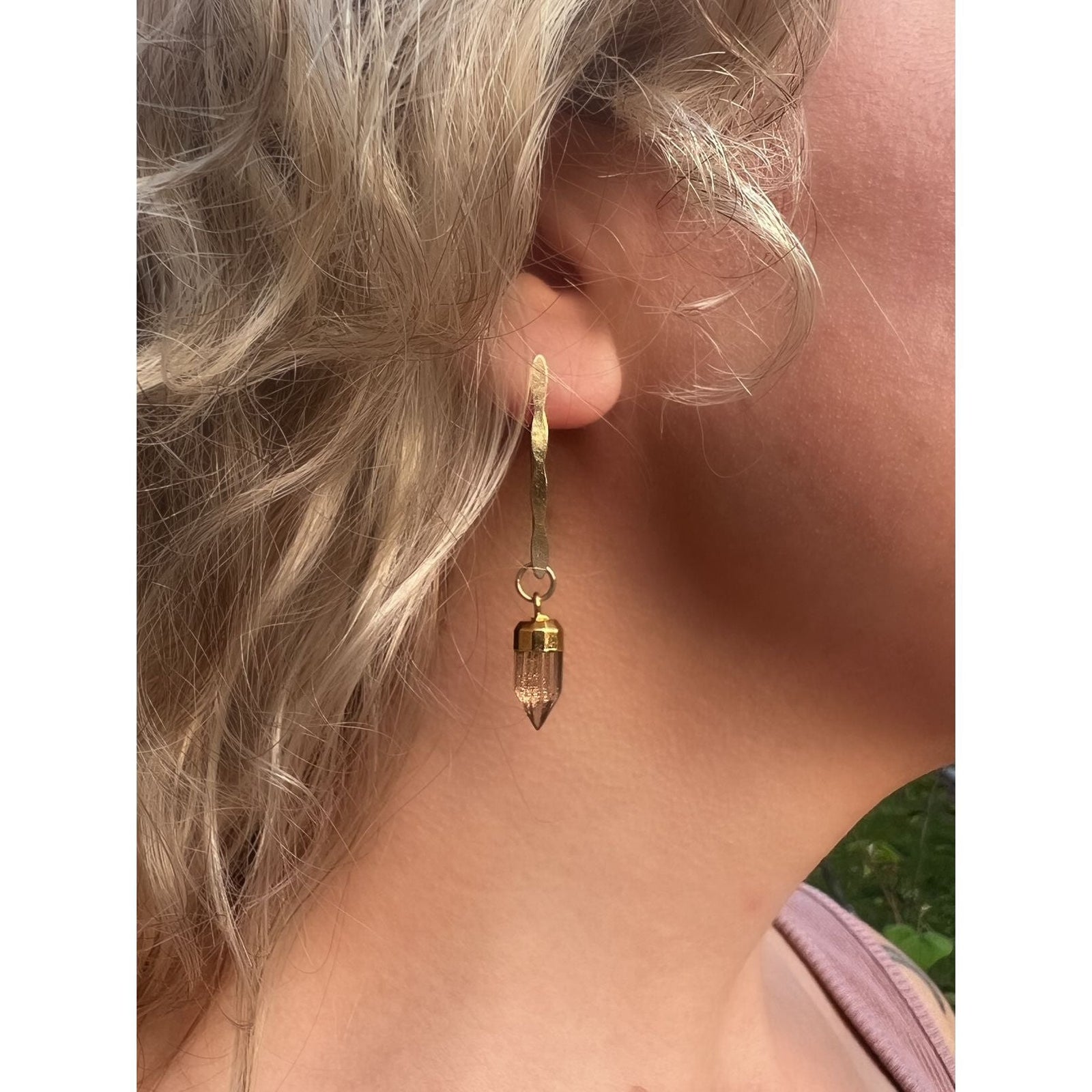 Copper Infused Quartz Point Earrings