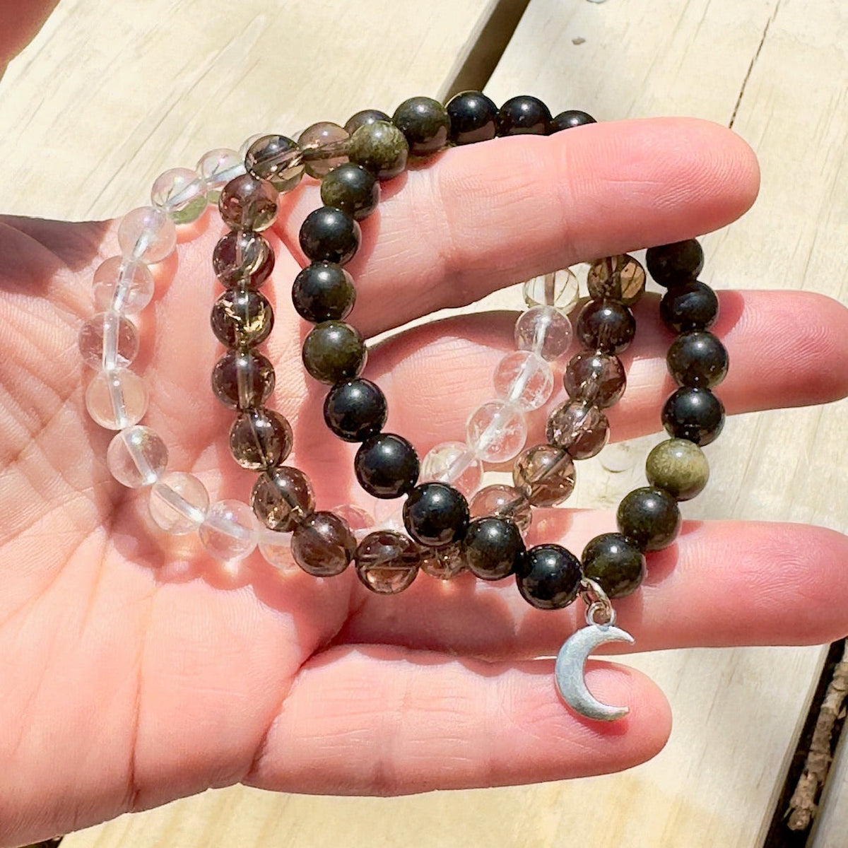 The Shadow Caster Set of 3 Gemstone Bracelets