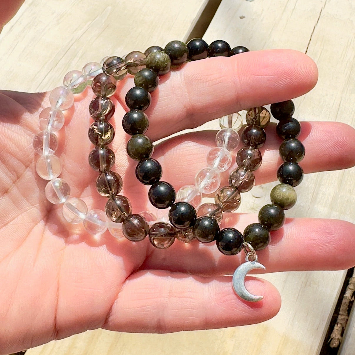 The Shadow Caster Set of 3 Gemstone Bracelets