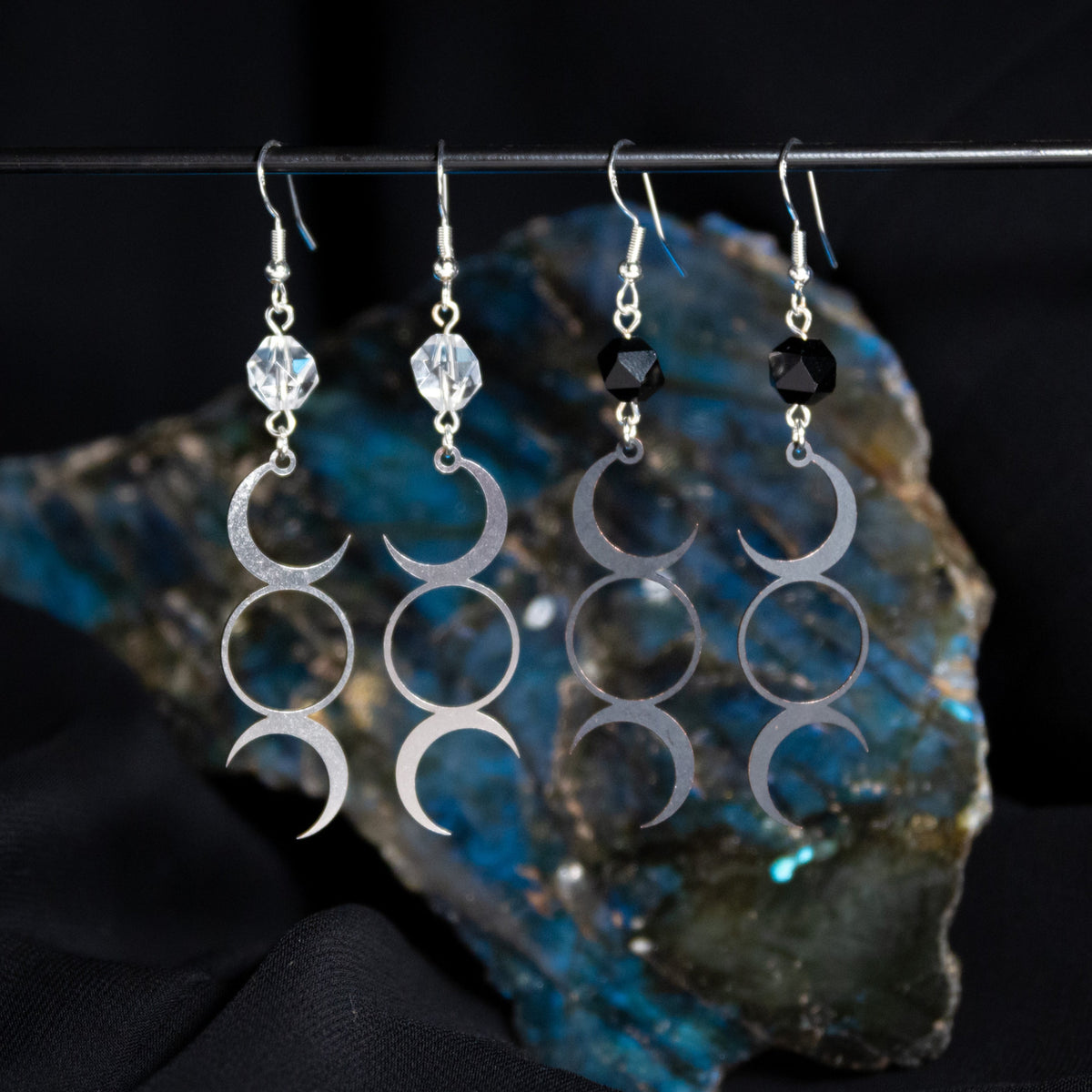 Three Moon Phase Earrings