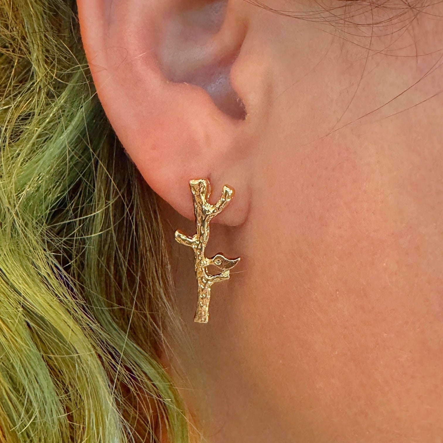 Tree Song Gold Post Earrings