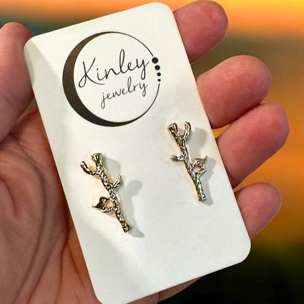 Tree Song Gold Post Earrings