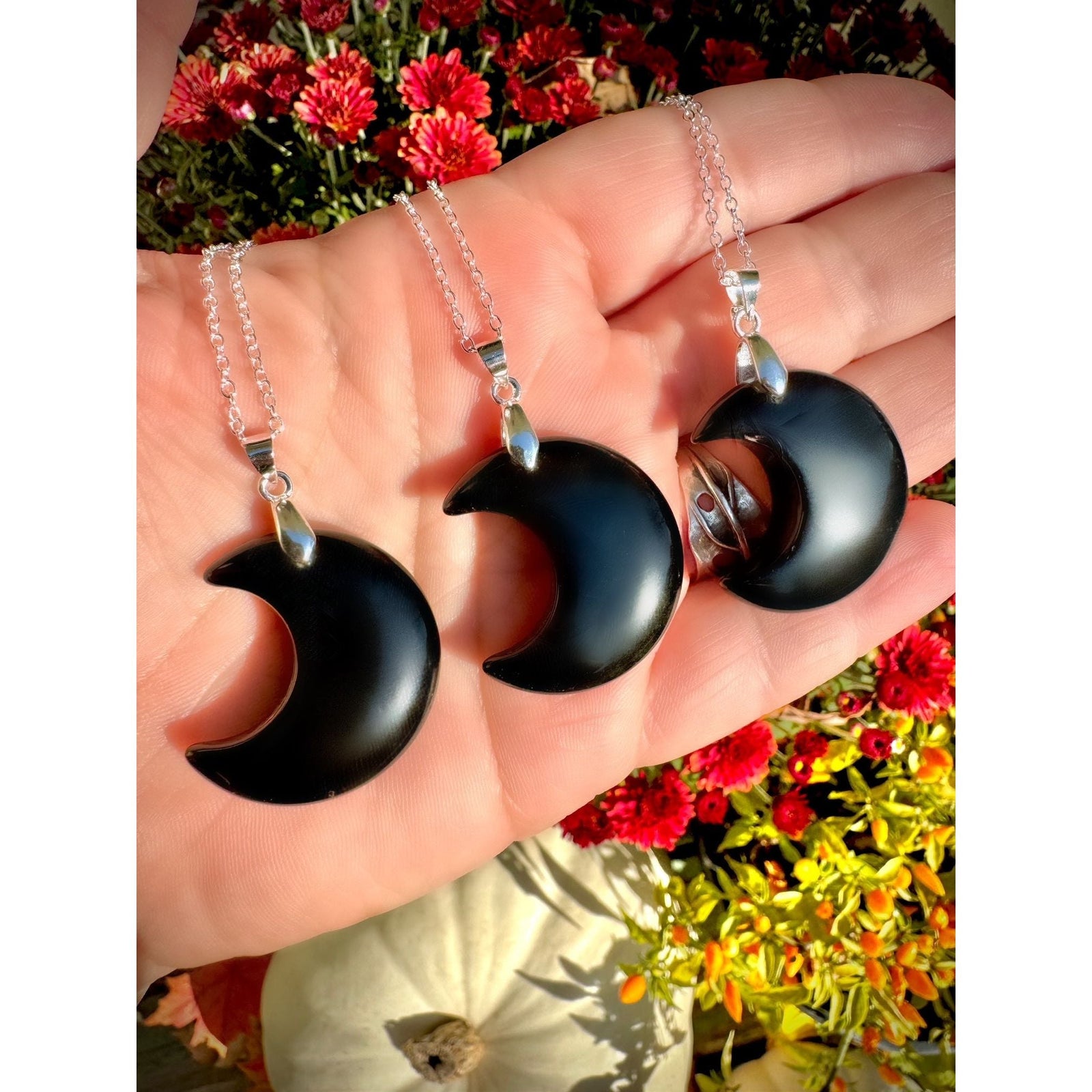 Black Obsidian Crescent Moon Necklace