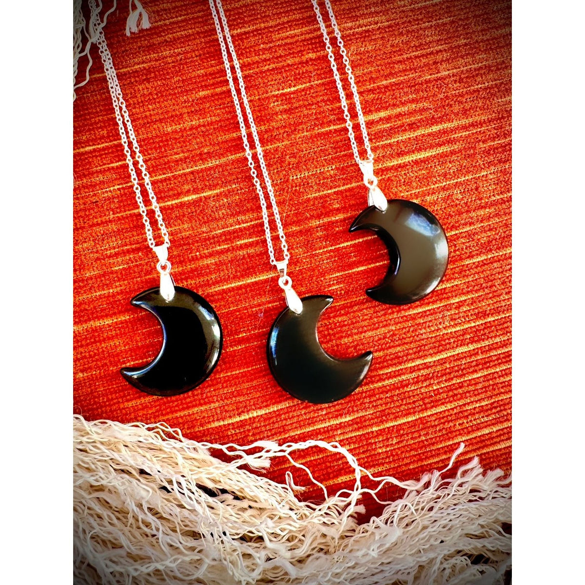 Black Obsidian Crescent Moon Necklace