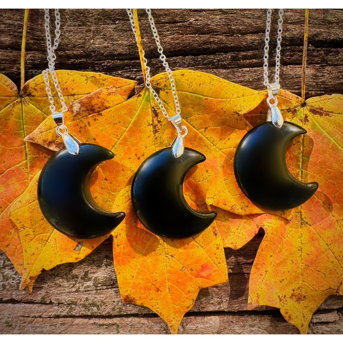 Black Obsidian Crescent Moon Necklace