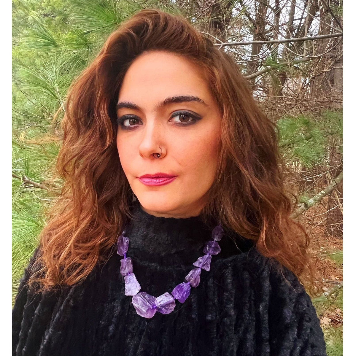 Raw Chunky Amethyst Necklace – Natural February Birthstone Jewelry by Kinley Jewelry