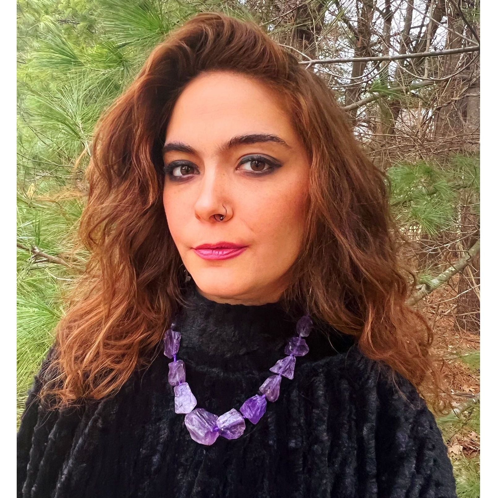 Raw Chunky Amethyst Necklace – Natural February Birthstone Jewelry by Kinley Jewelry