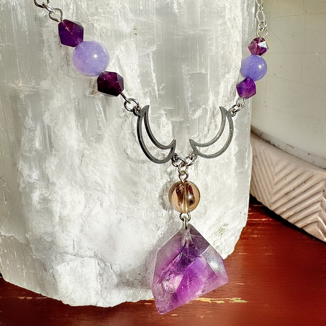 Amethyst Specimen Moon Necklace