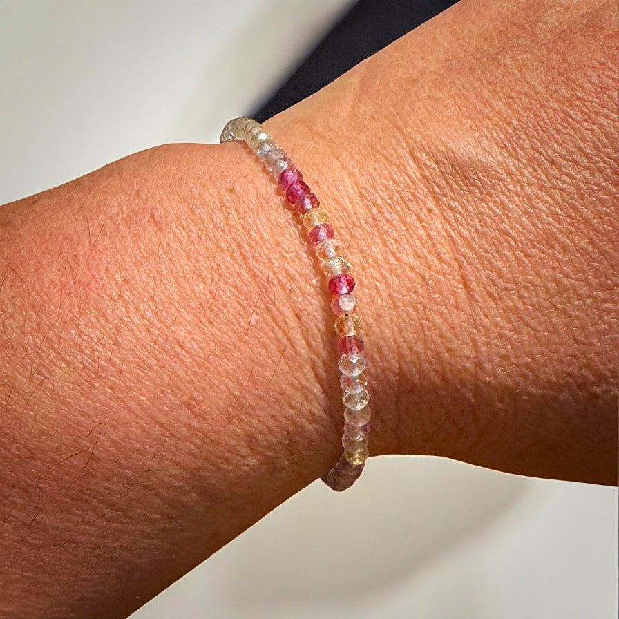 Microfaceted Rainbow Fluorite Tiny Bead Bracelet