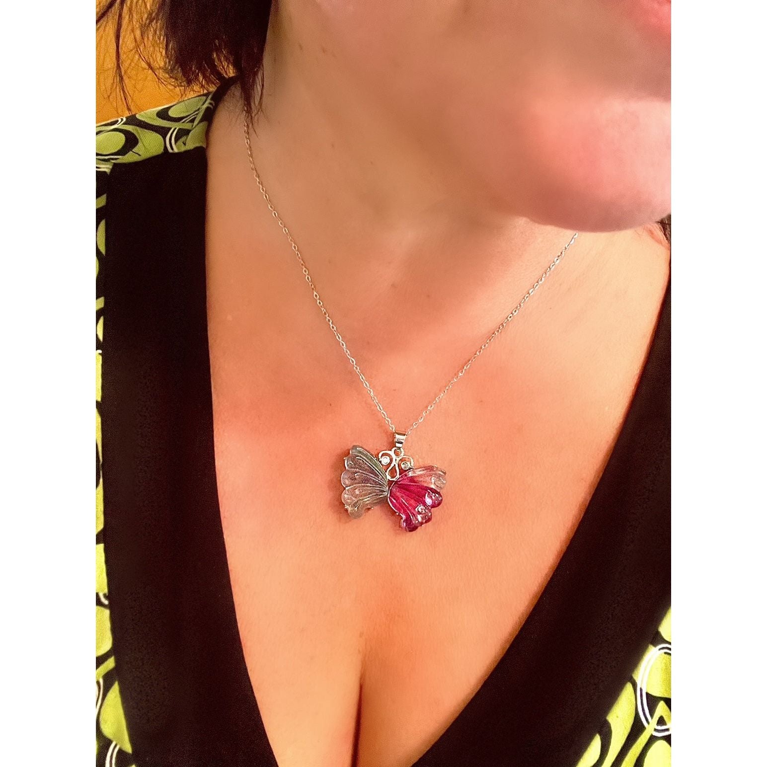 Fluorite Butterfly Necklace