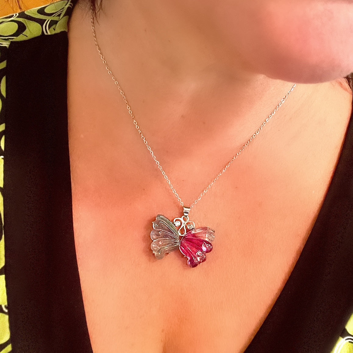 Fluorite Butterfly Necklace