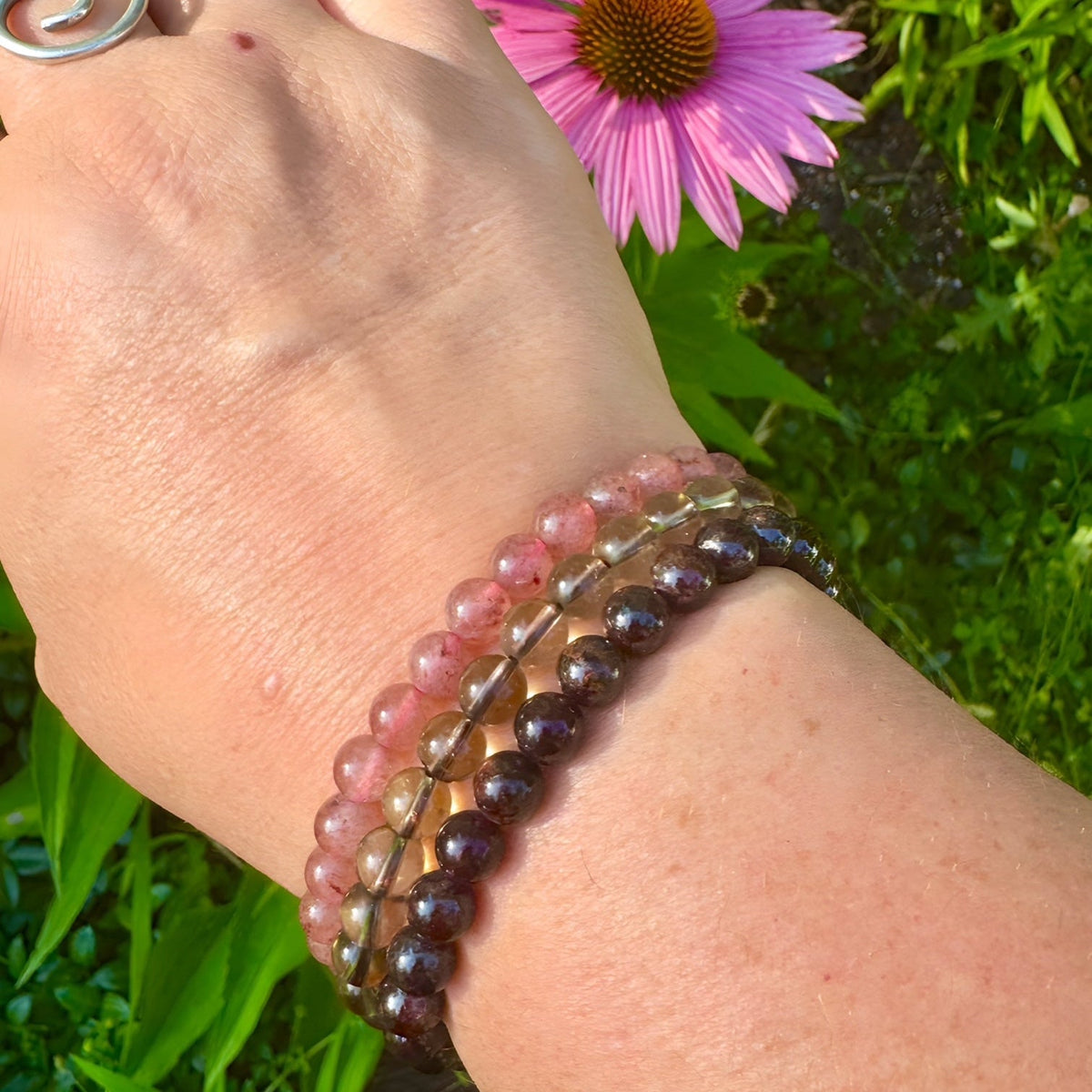 Strawberry Quartz Stretch Bracelet - 6mm Gemstones