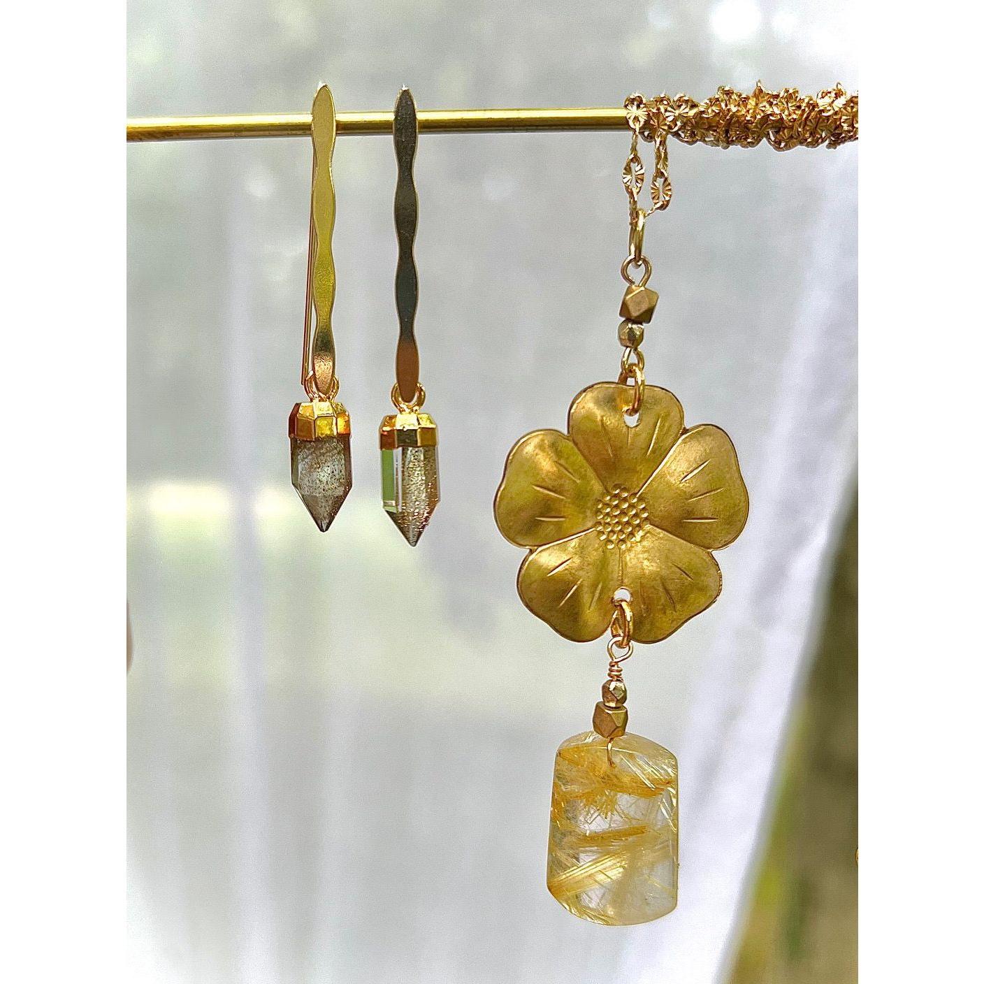 Copper Infused Quartz Point Earrings