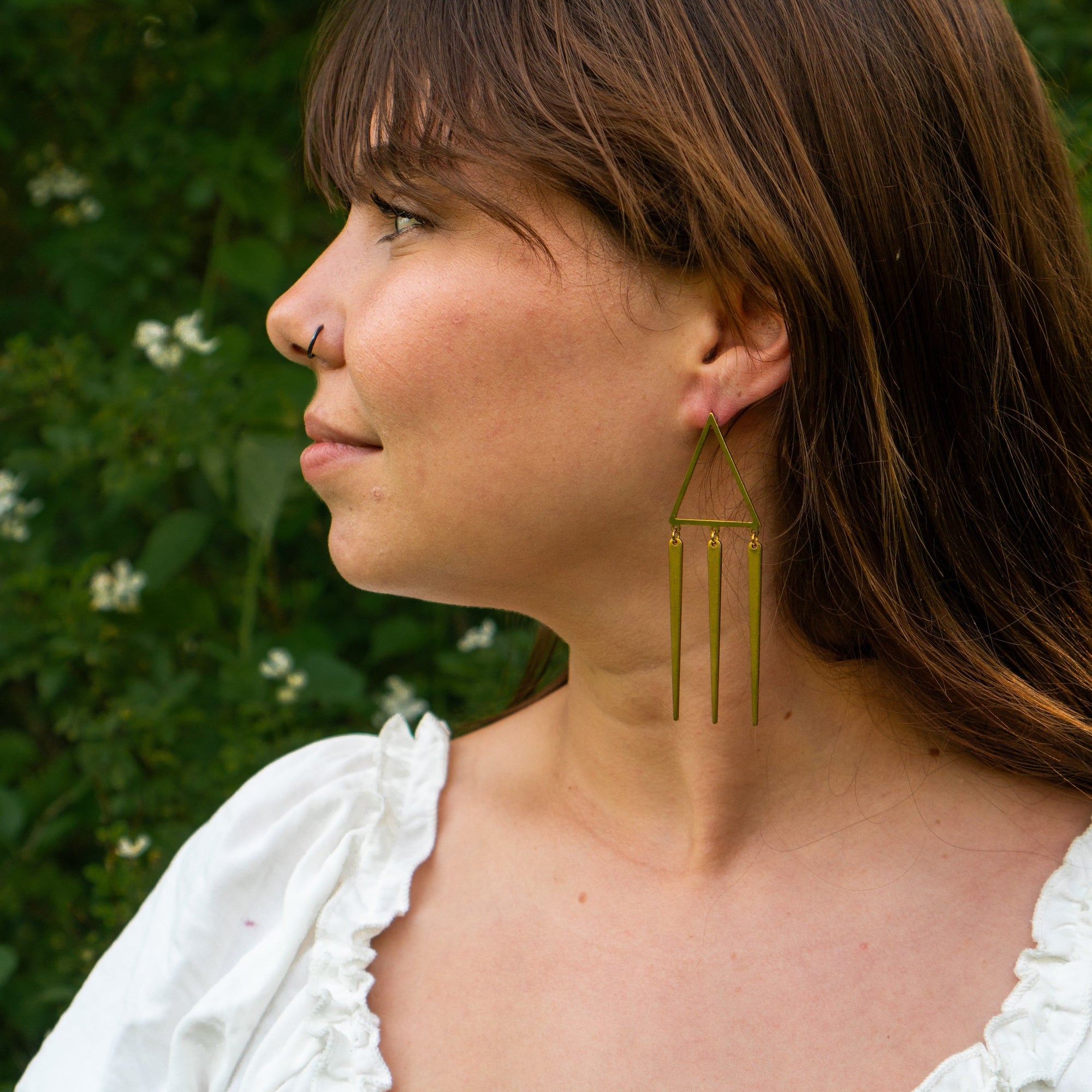 Golden Triangle Dangle Post Earrings