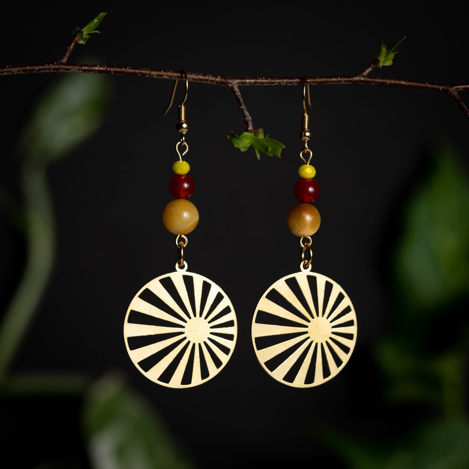 Gold Retro Sun Earrings