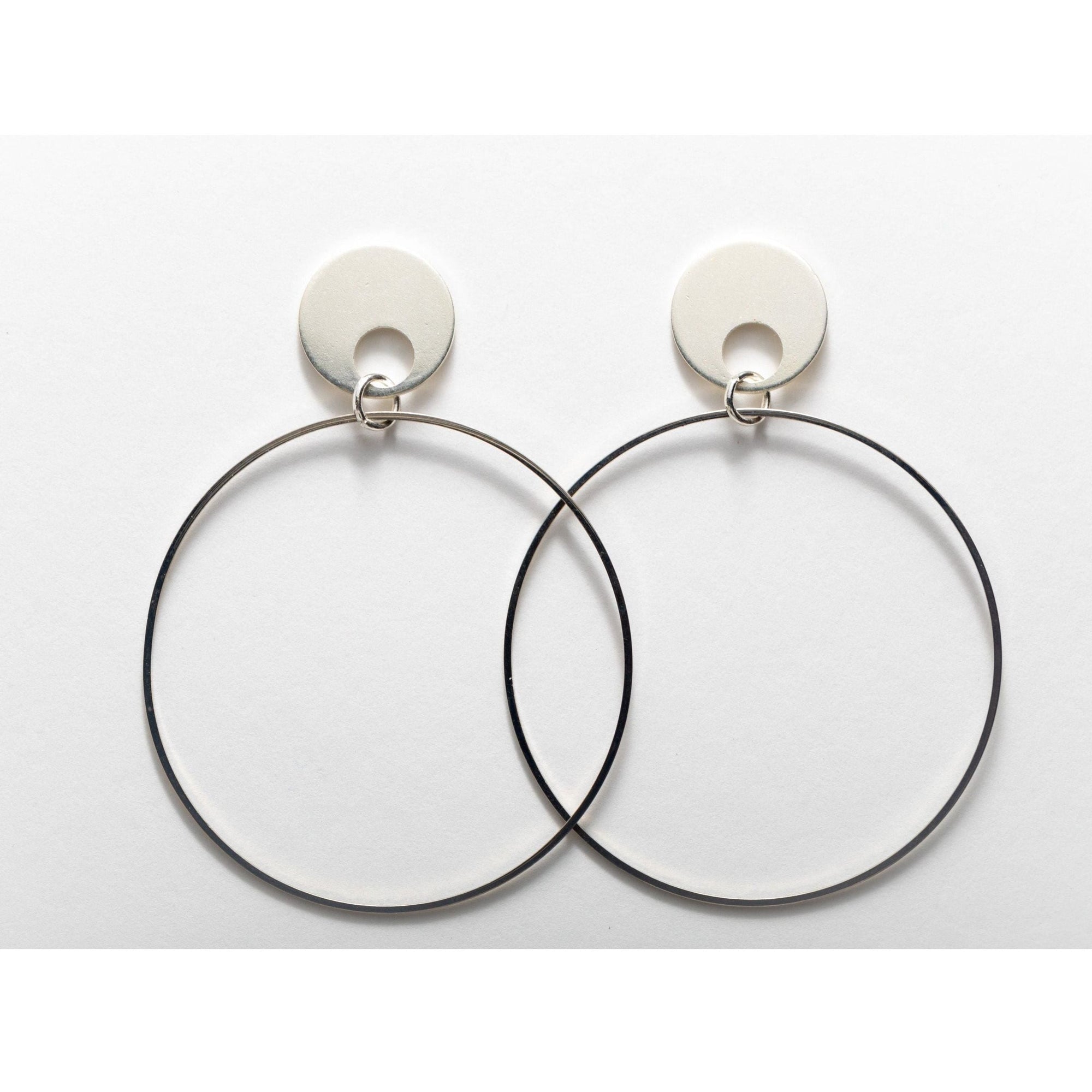 Silver Halo Post Hoop Earrings