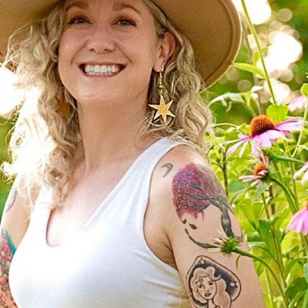 Hammered Brass Shooting Star Earrings