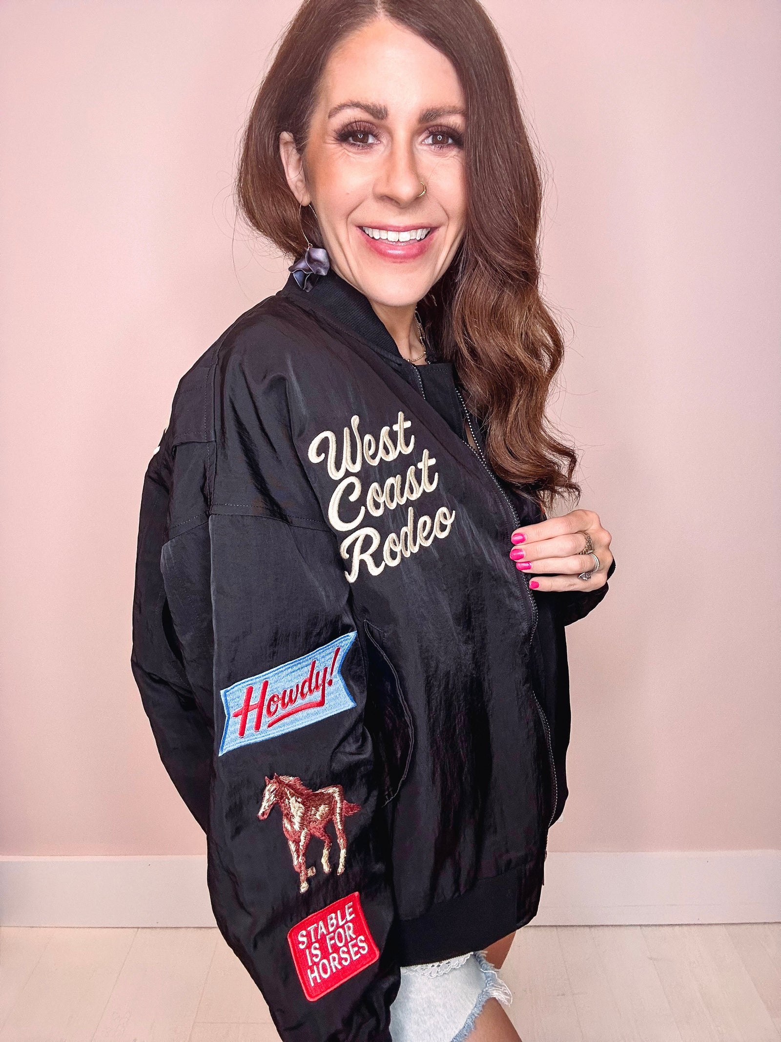 West Coast Rodeo Bomber Jacket-- Black