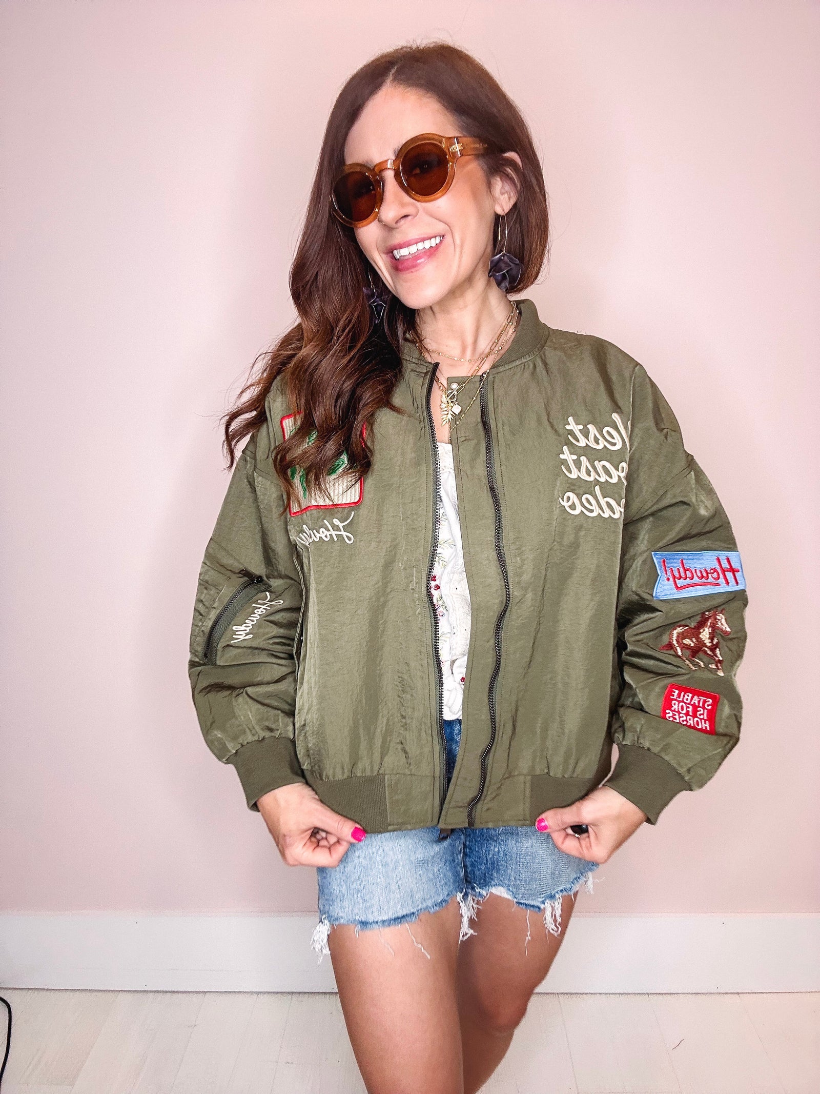 West Coast Rodeo Bomber Jacket-- Army Green