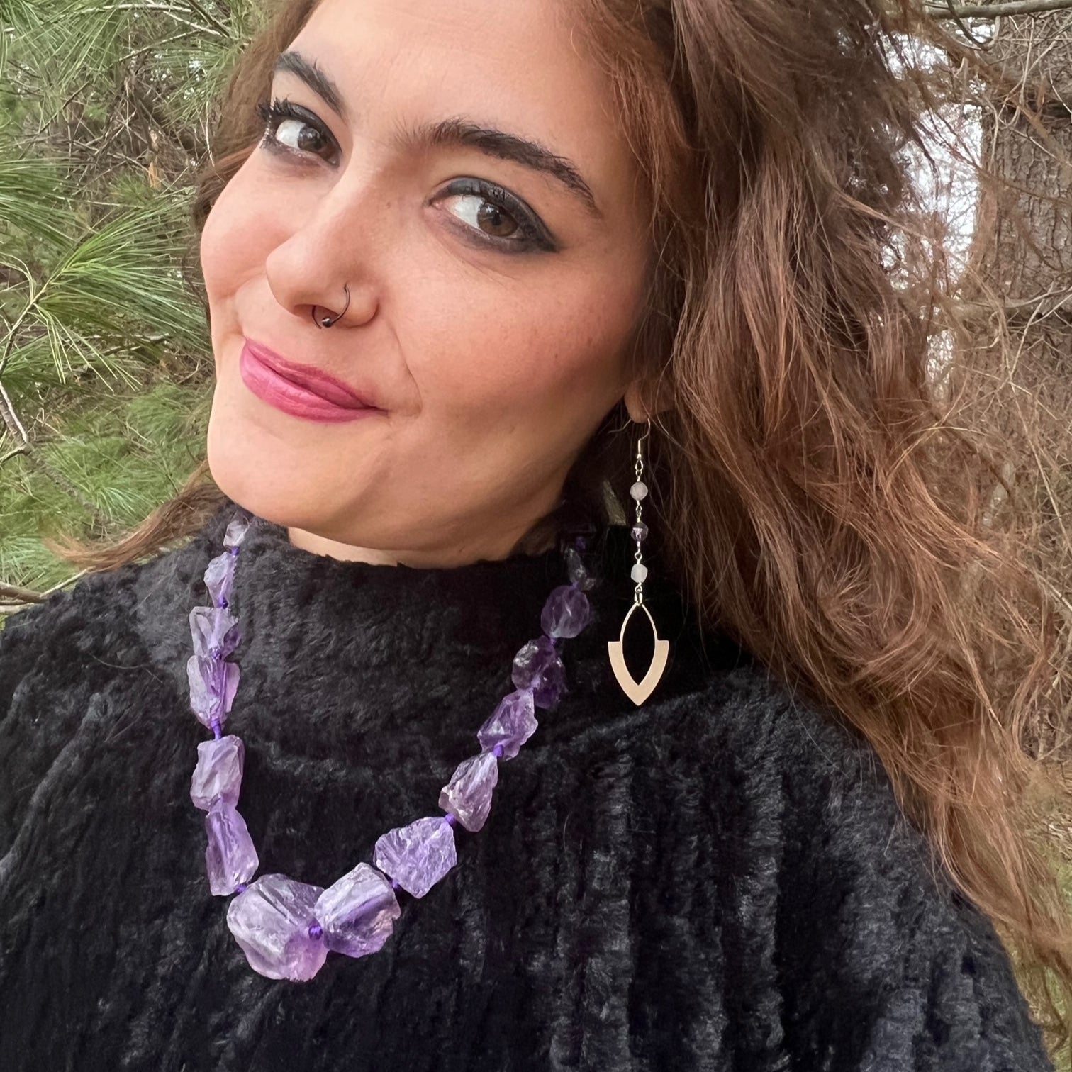 Raw Chunky Amethyst Necklace – Natural February Birthstone Jewelry by Kinley Jewelry