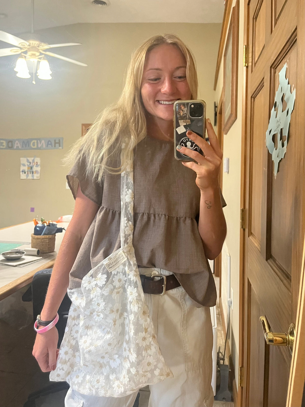 Floral Mesh Shoulder Bag