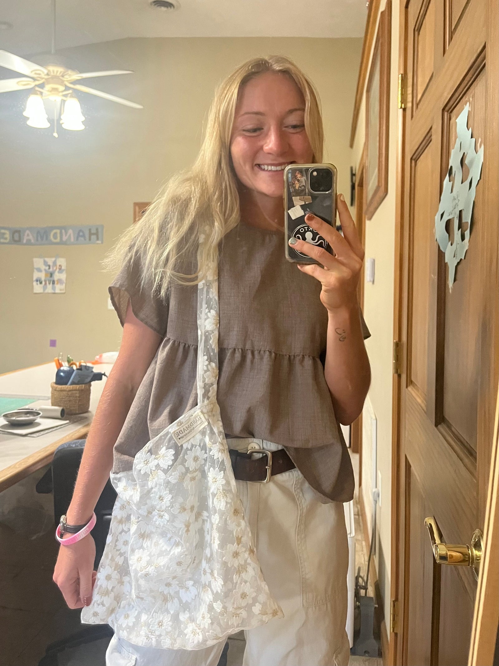Floral Mesh Shoulder Bag
