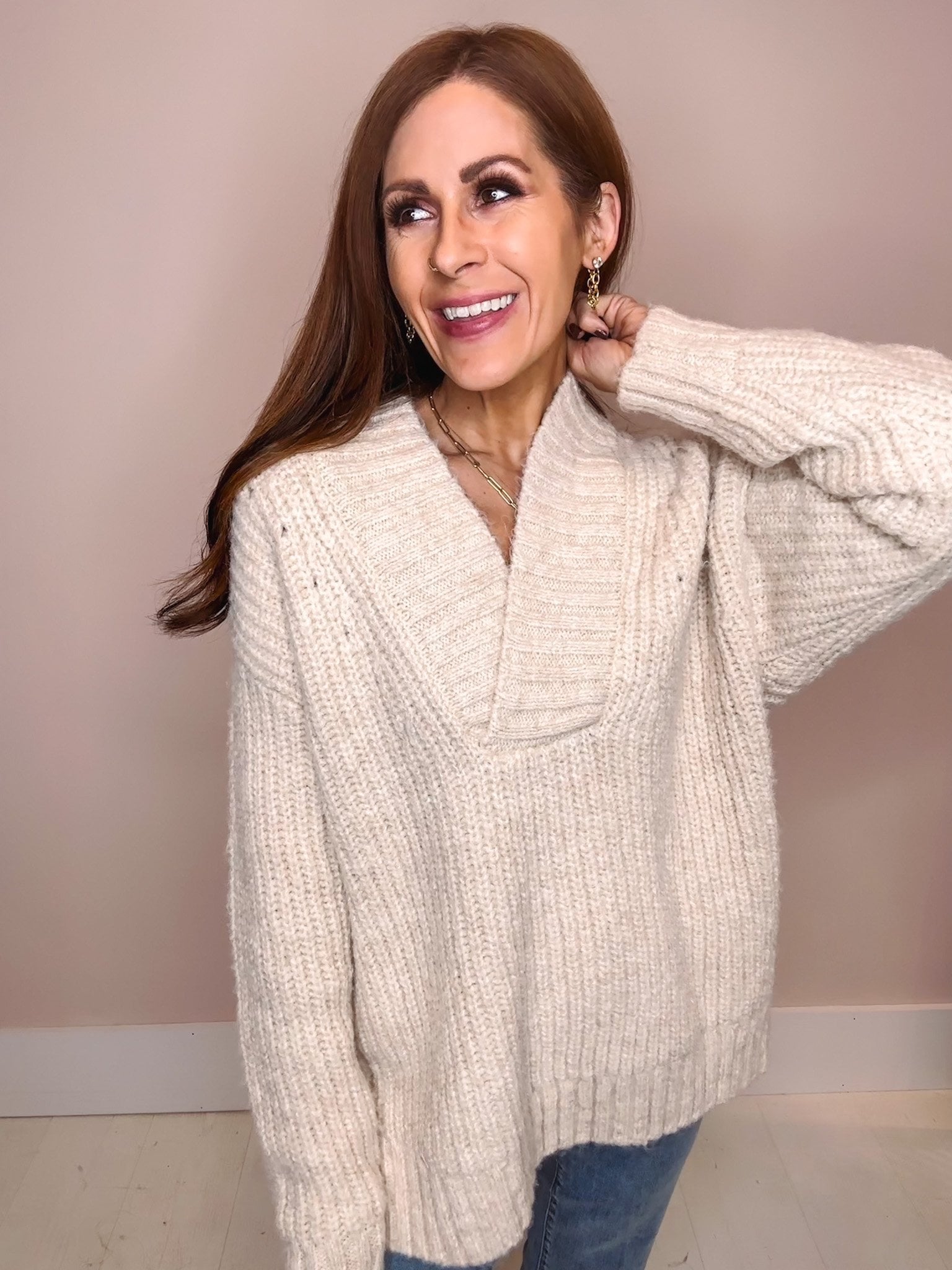 The Dusk Oversized V Neck Sweater