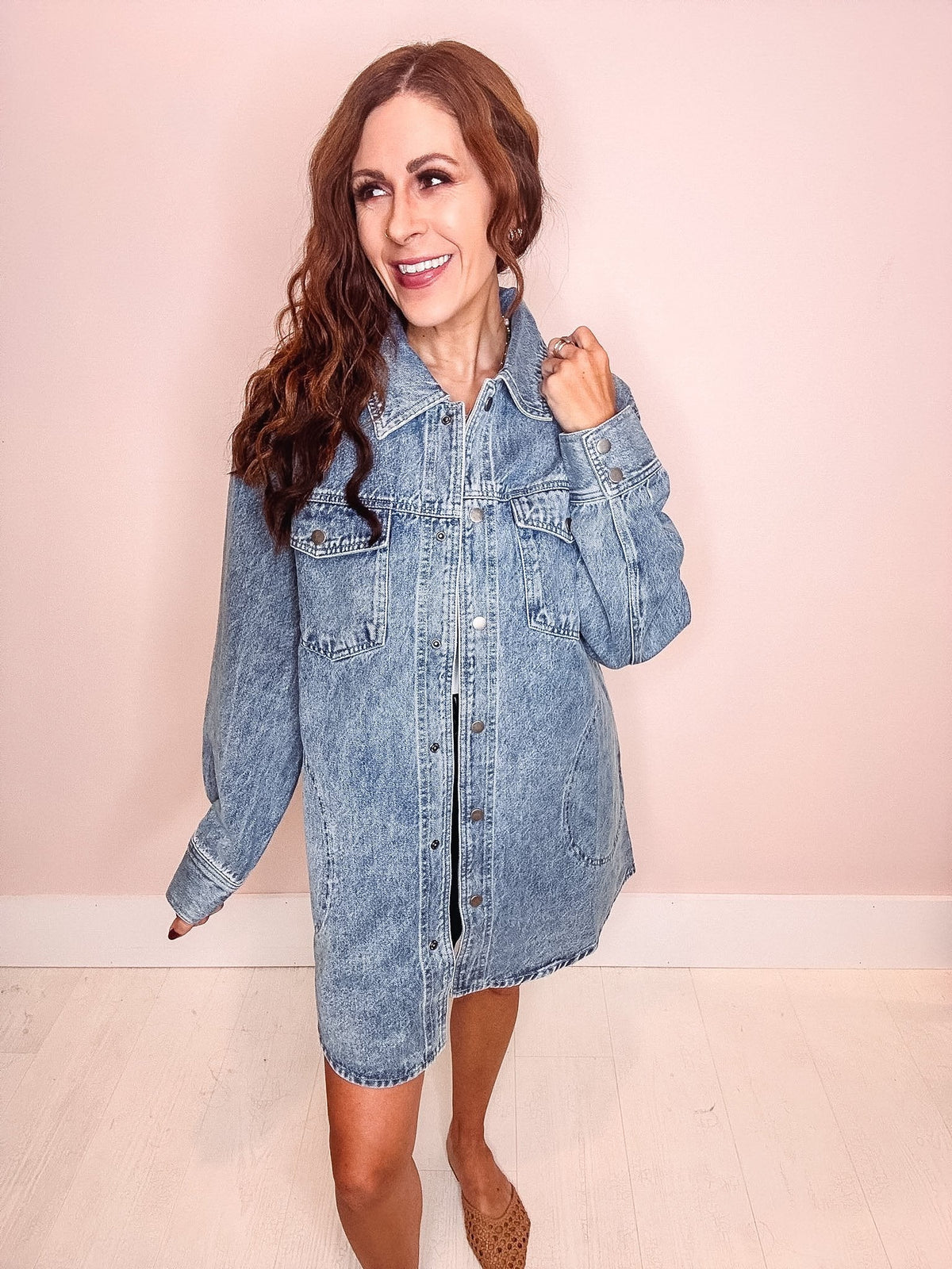 Falling For You Denim Shacket