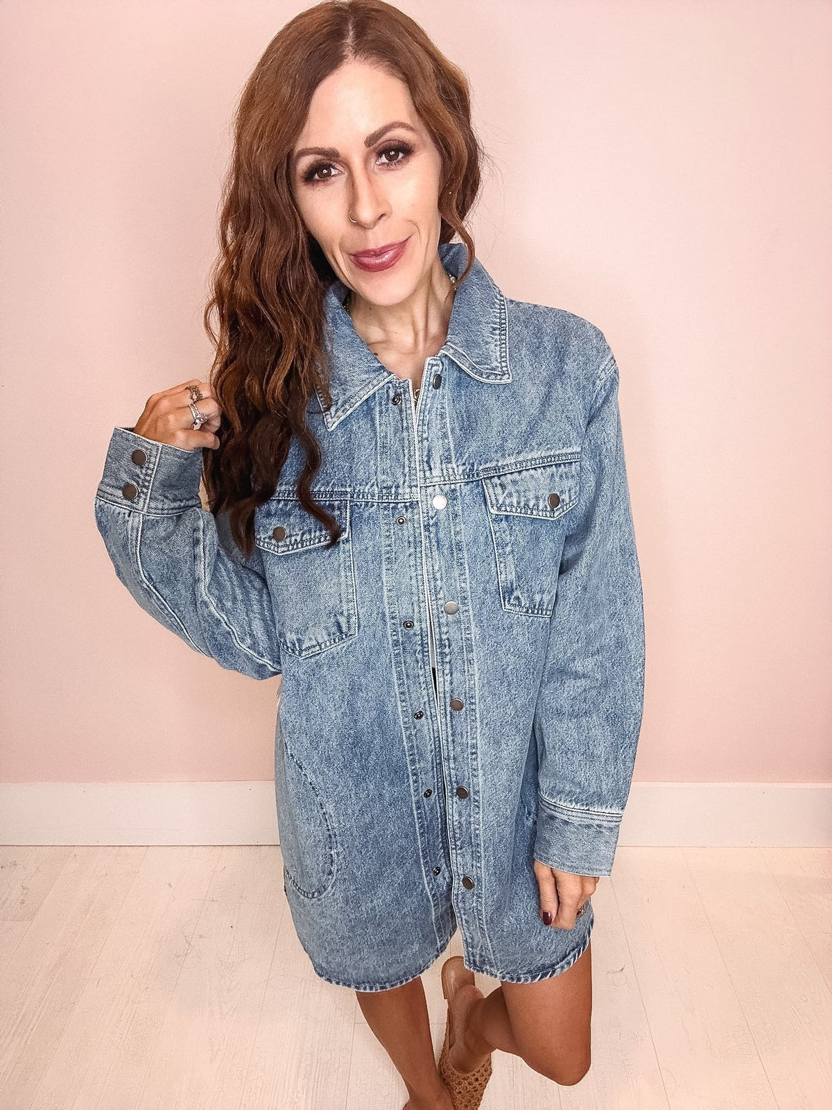 Falling For You Denim Shacket