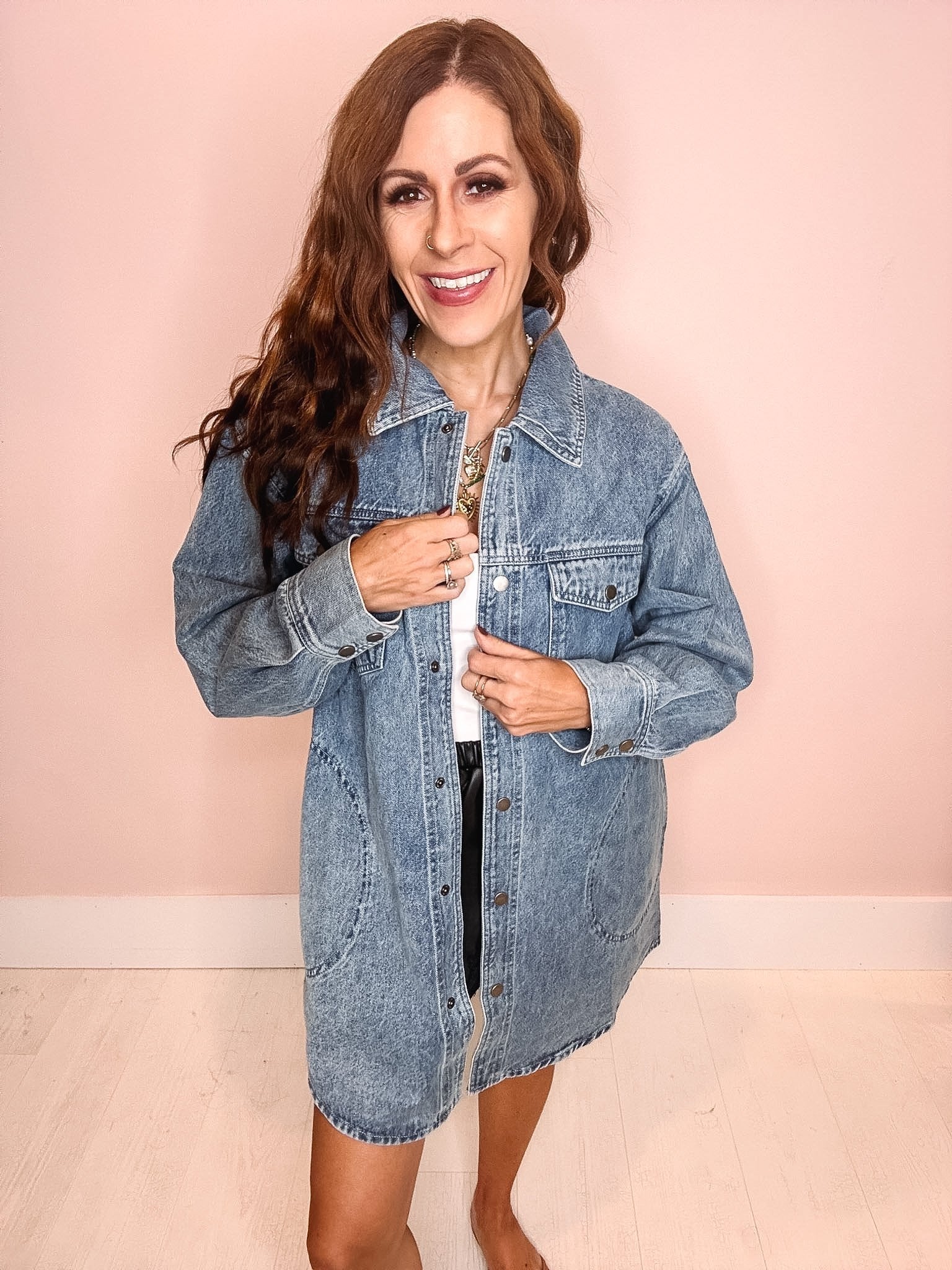Falling For You Denim Shacket