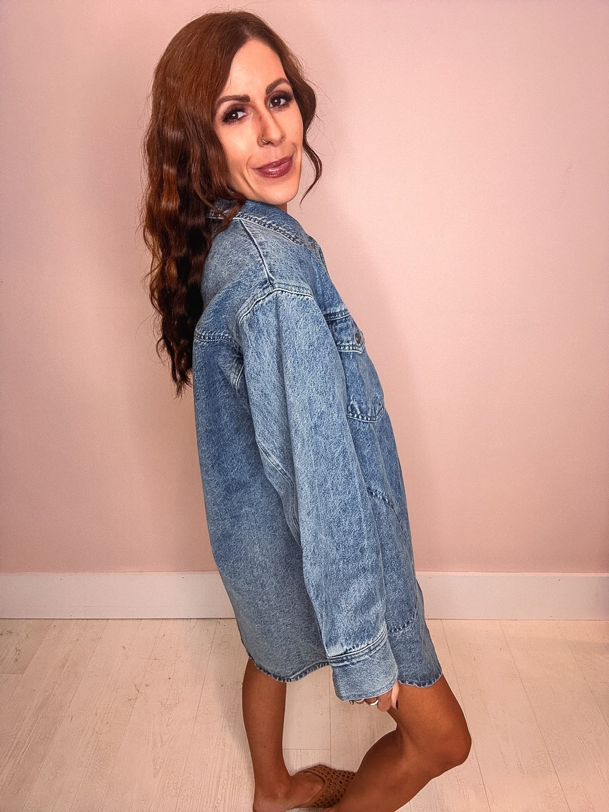 Falling For You Denim Shacket