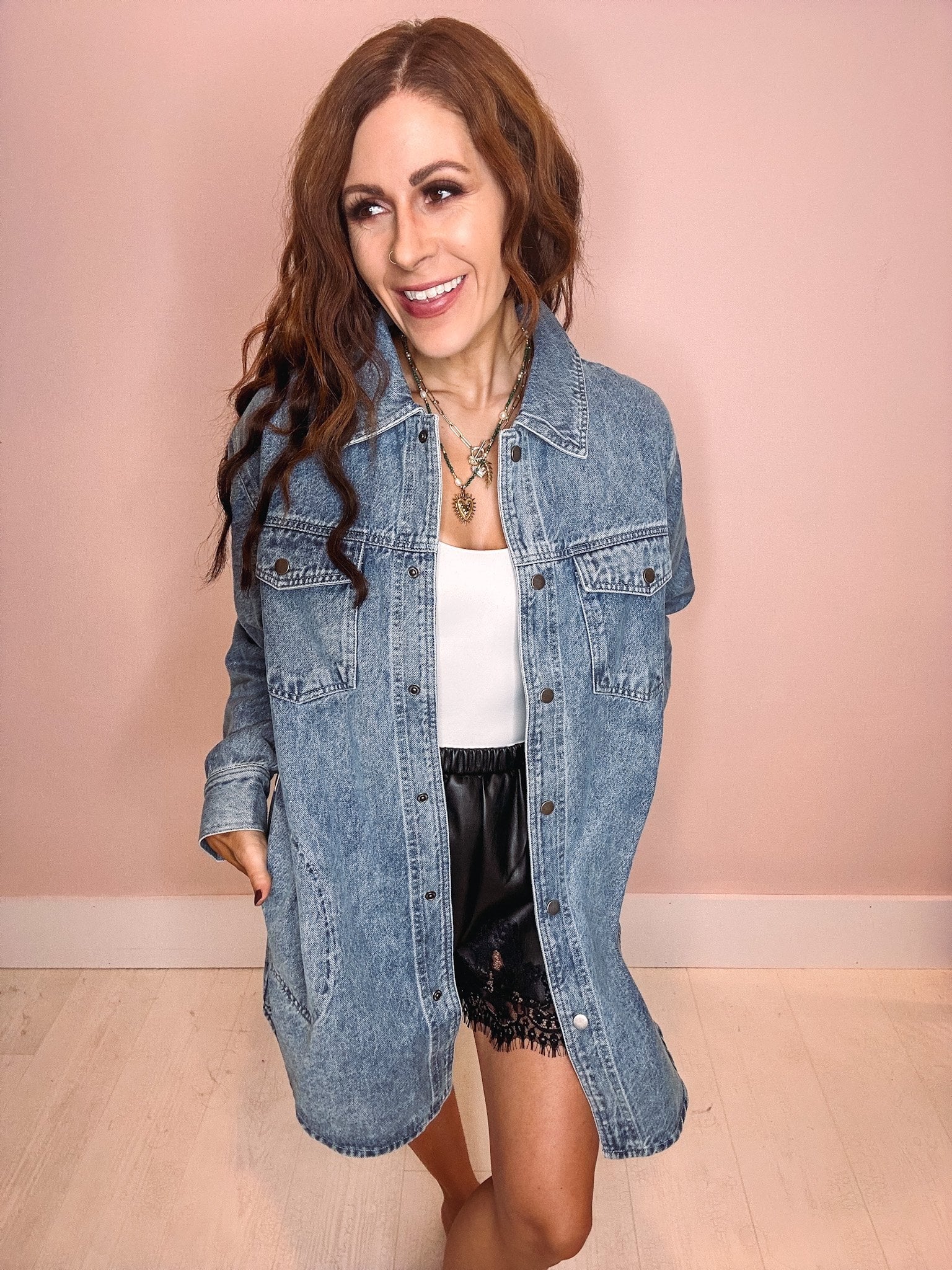Falling For You Denim Shacket