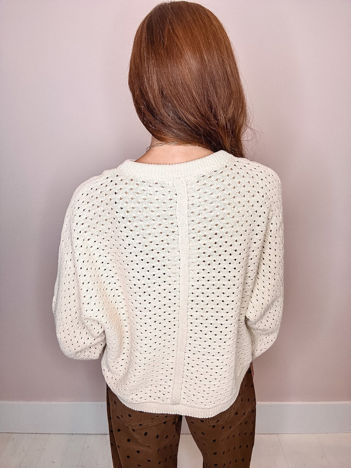 Sweetest Glow Pointelle Henley Knit Pullover