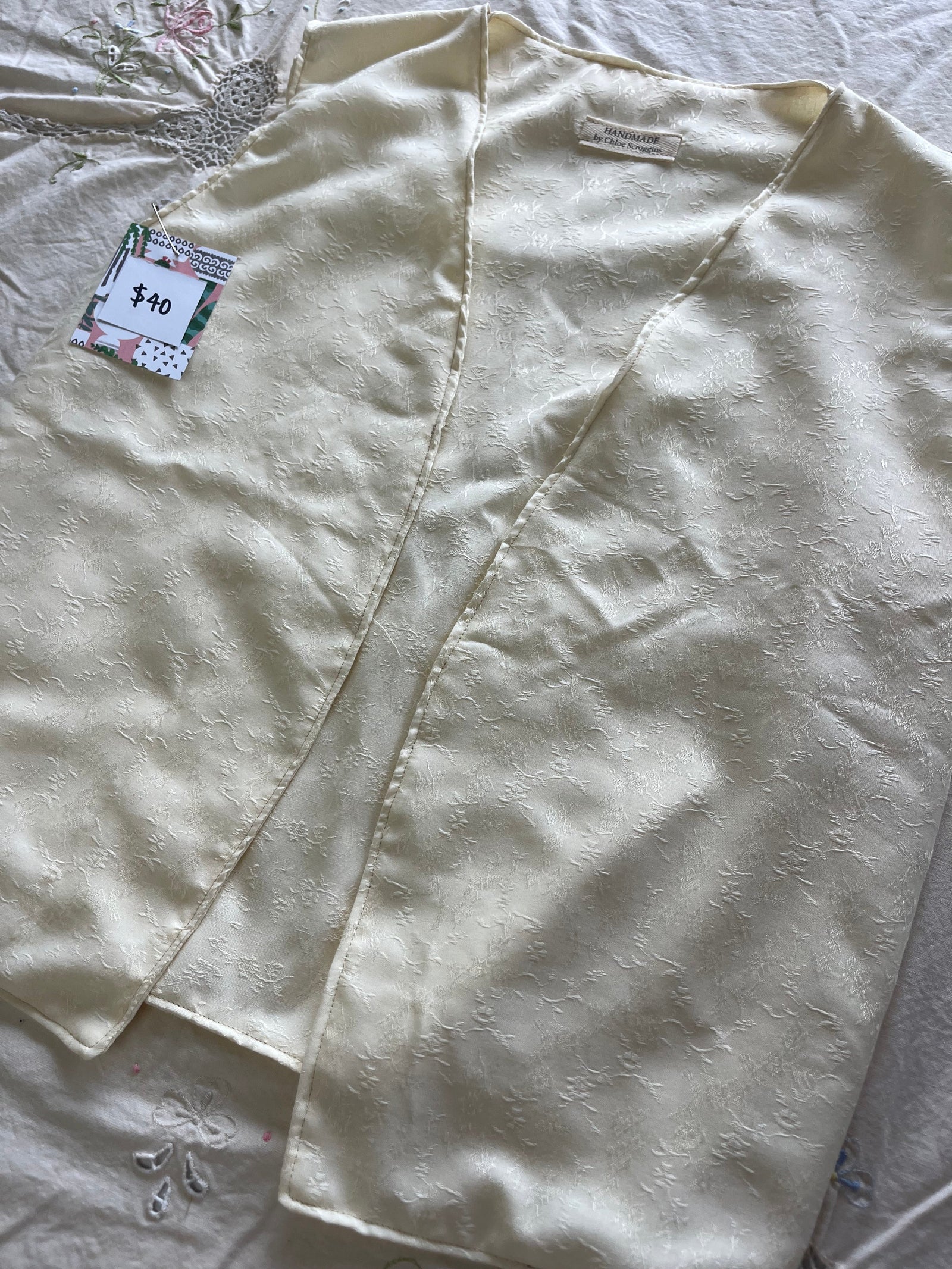 Linen Subtle Embroidered Floral Vest