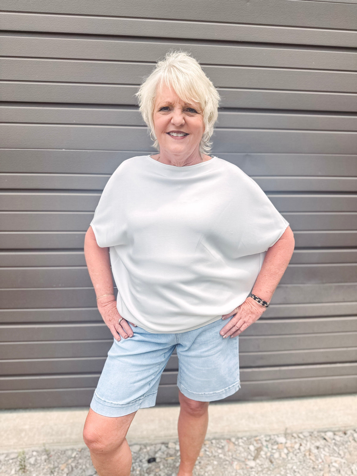 South of Broad Modal Dolman Sleeve Top-- White