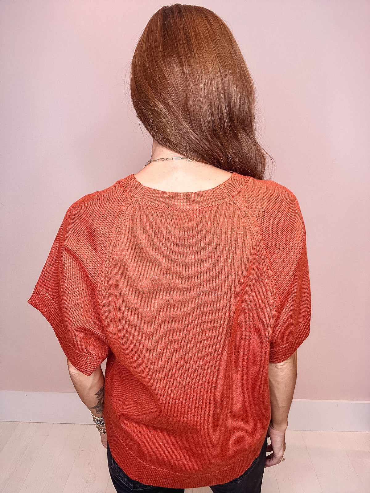 Pumpkin Glow Short Sleeve Sweater