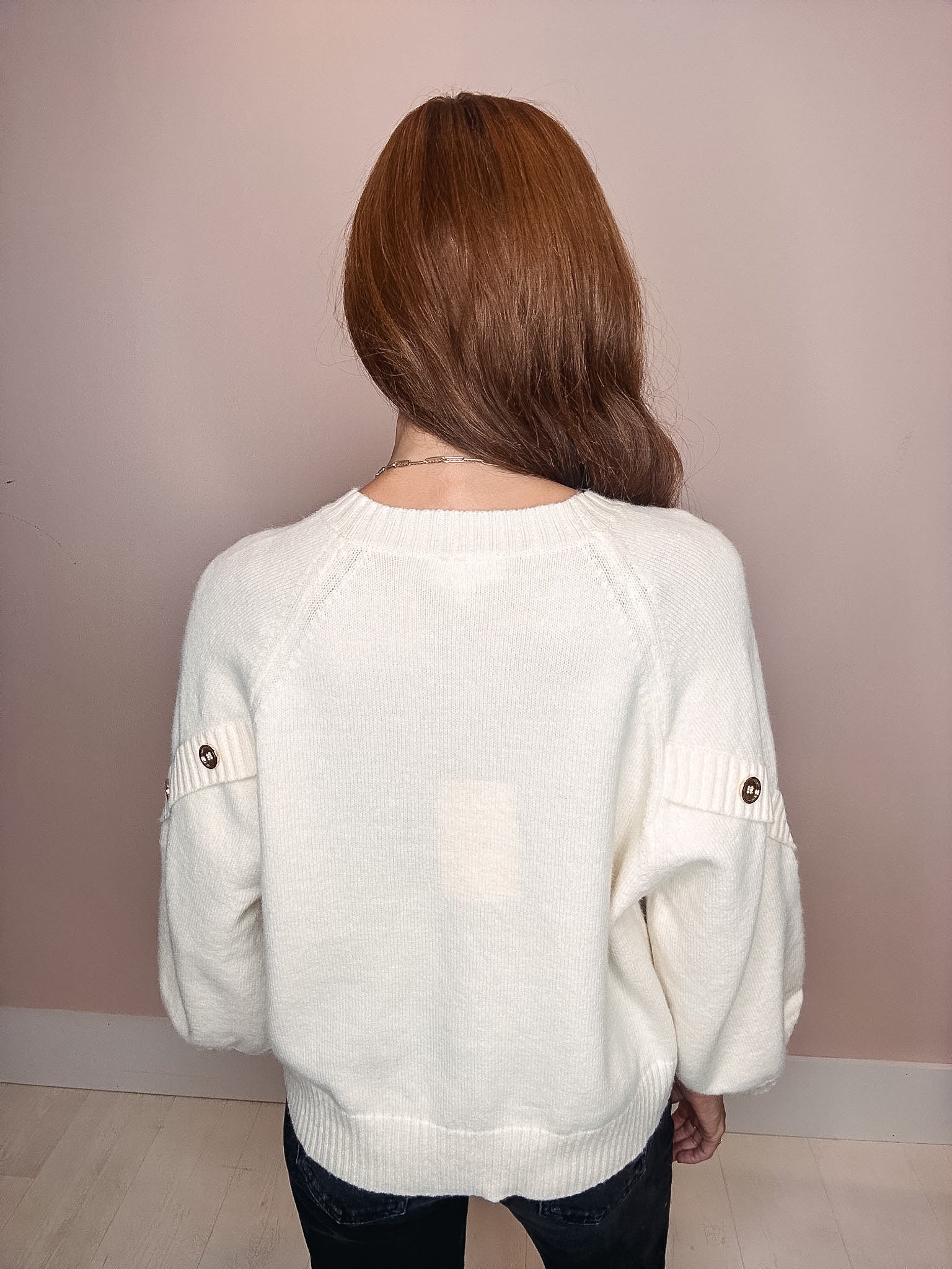 Brooke Cream Sweater with Button Detail