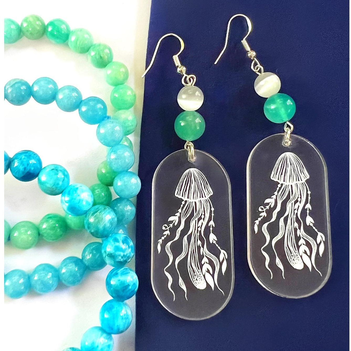 Crystal Clear Acrylic Earrings - Jellyfish