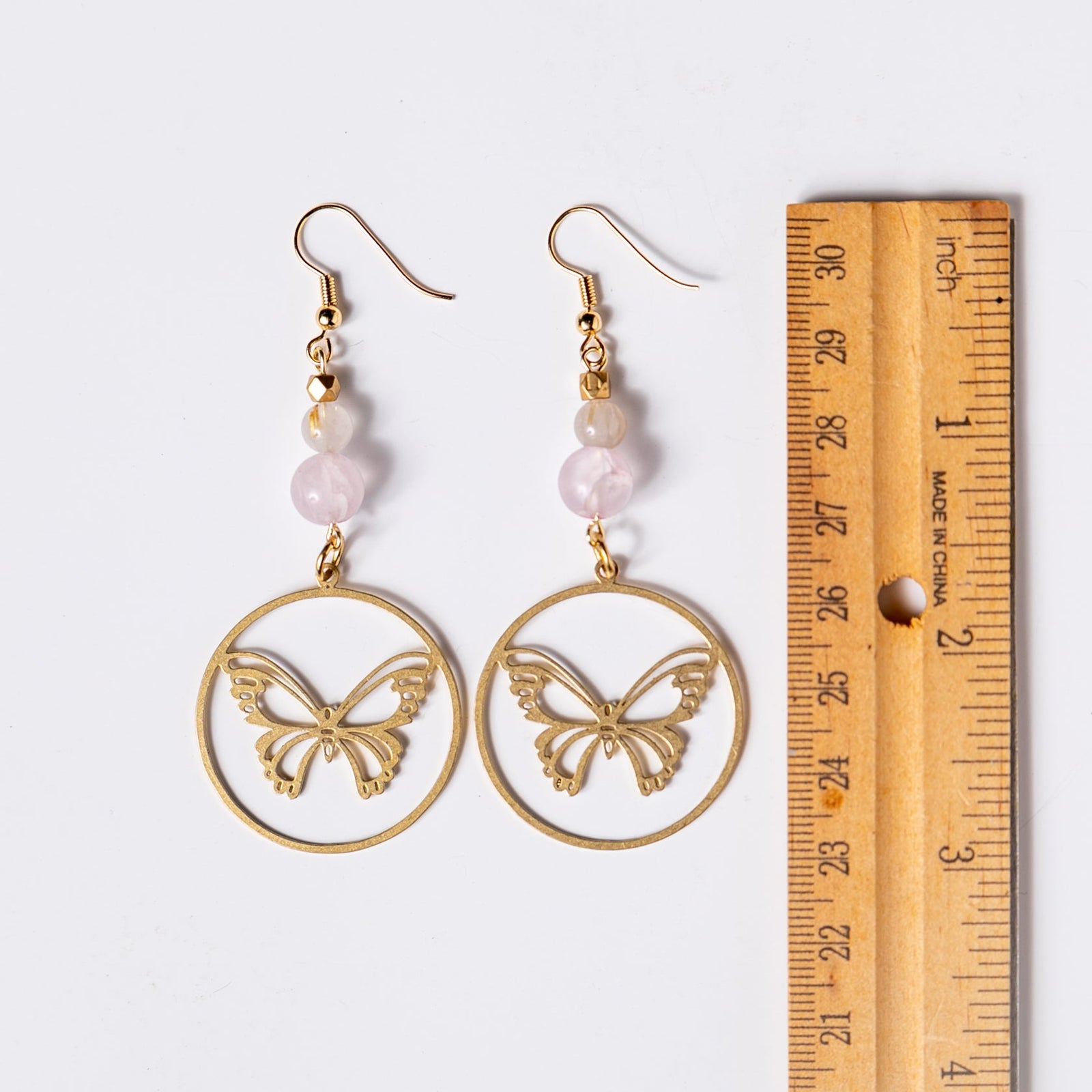 Breast Cancer Awareness Butterfly Earrings