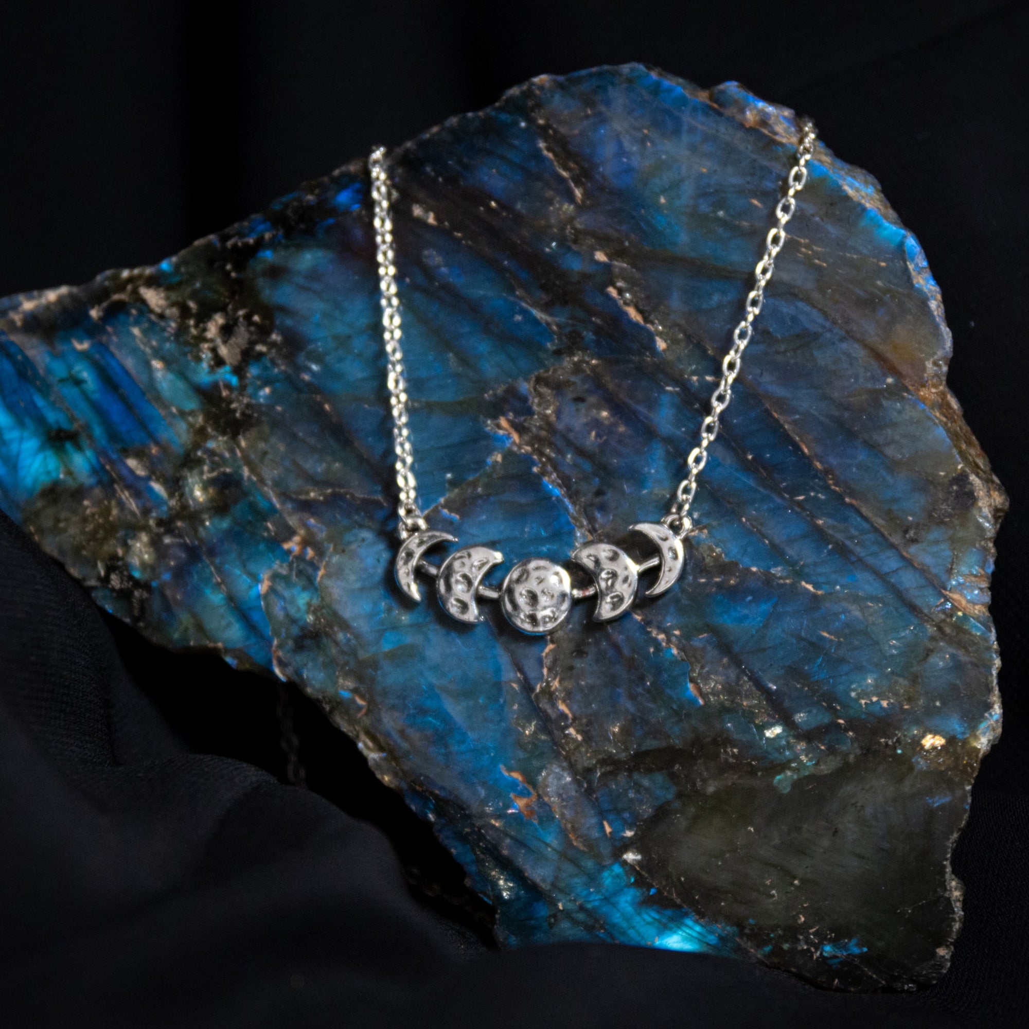 Silver Moon Phases Bar Necklace